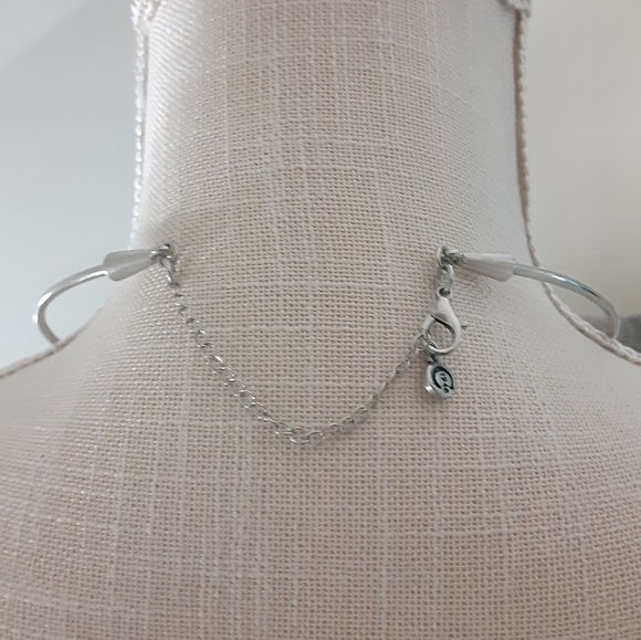 Floral Pendant Silver Tone Circle Necklace (C 1945) - Picture 3 of 6